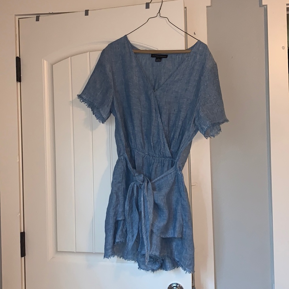 Blue linen romper